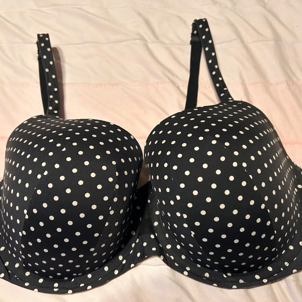 Cacique Black with White Dots Cooling 40DD Underwire Bra